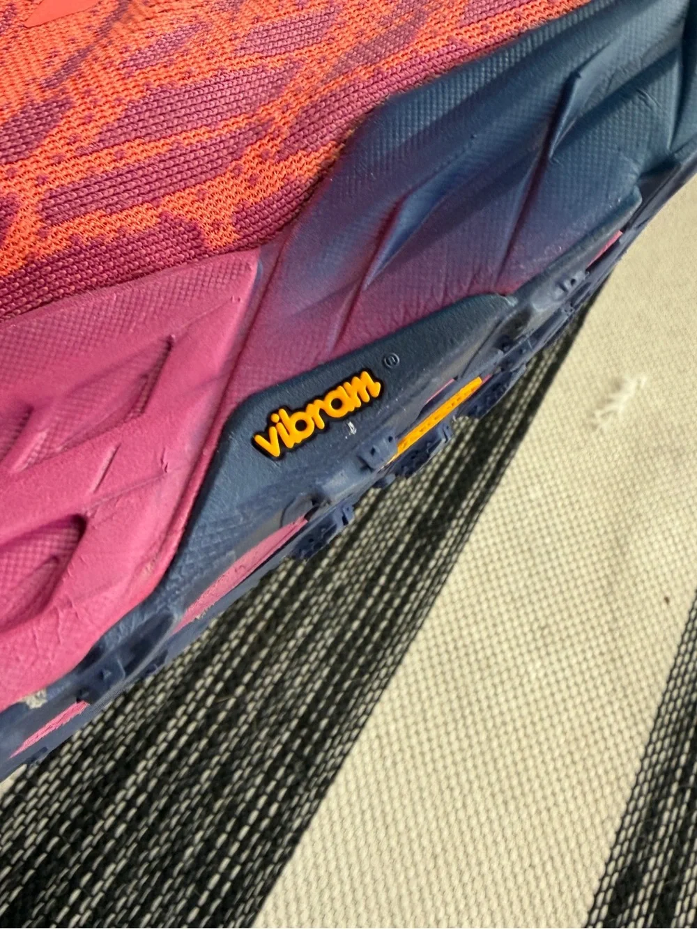 Hoka One One Women's Coral Pink and Blue Speedgoat Athletic Runnig Shoes Sz 9.5B